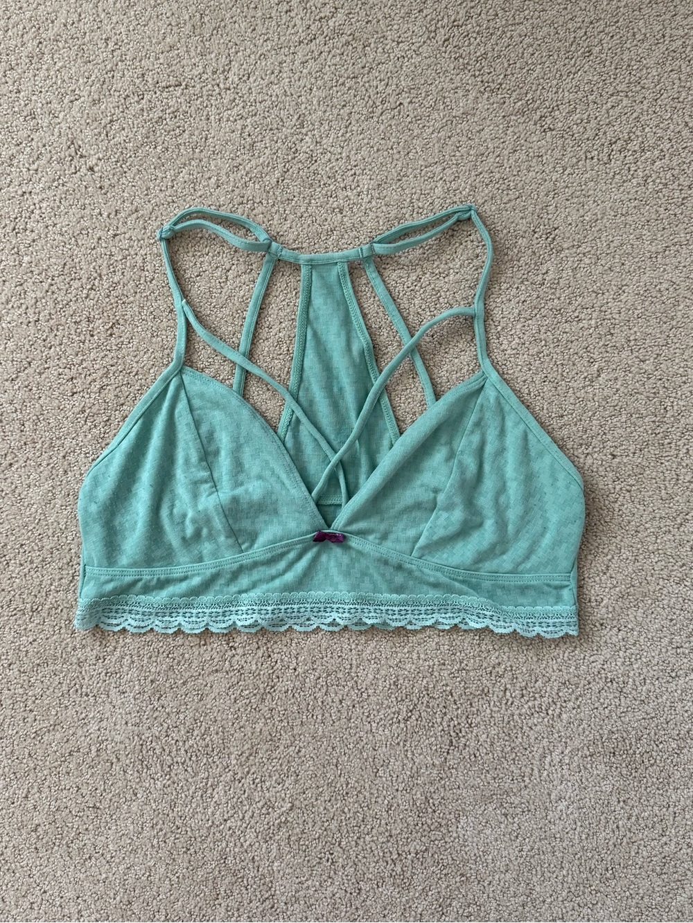 mint green bralette with lace & bow details